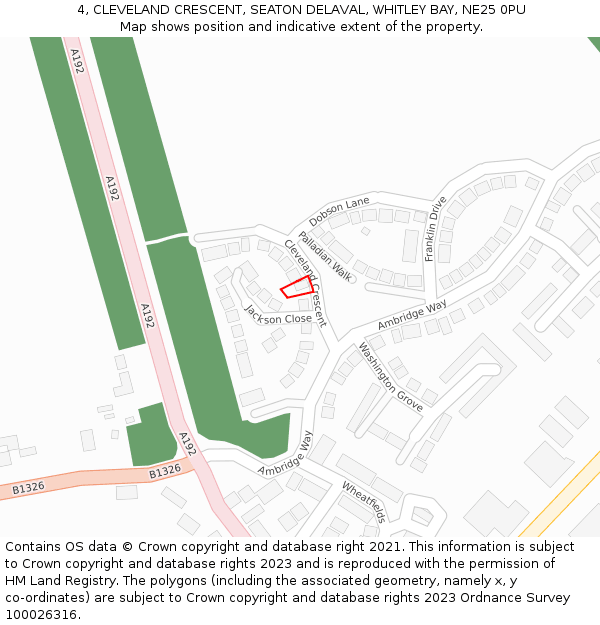 4, CLEVELAND CRESCENT, SEATON DELAVAL, WHITLEY BAY, NE25 0PU: Location map and indicative extent of plot
