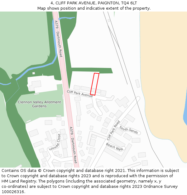 4, CLIFF PARK AVENUE, PAIGNTON, TQ4 6LT: Location map and indicative extent of plot