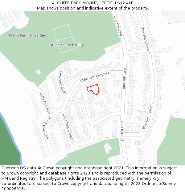 4, CLIFFE PARK MOUNT, LEEDS, LS12 4XE: Location map and indicative extent of plot
