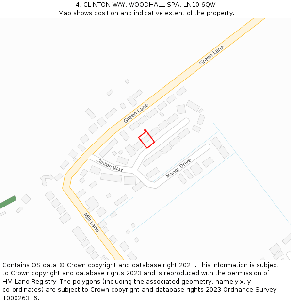 4, CLINTON WAY, WOODHALL SPA, LN10 6QW: Location map and indicative extent of plot