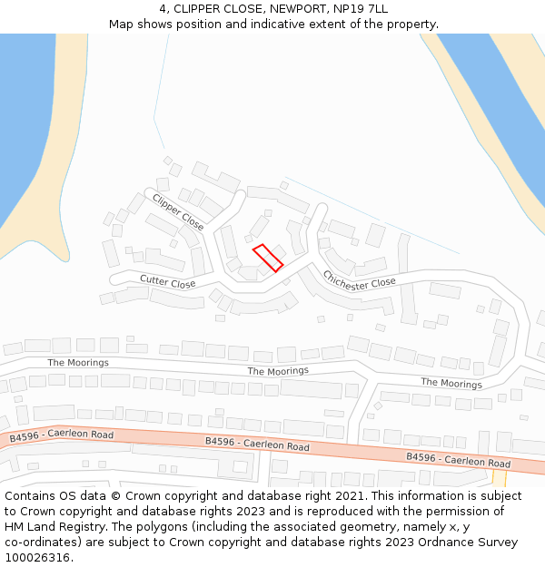 4, CLIPPER CLOSE, NEWPORT, NP19 7LL: Location map and indicative extent of plot