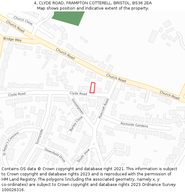 4, CLYDE ROAD, FRAMPTON COTTERELL, BRISTOL, BS36 2EA: Location map and indicative extent of plot