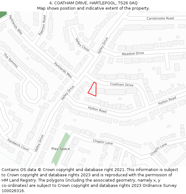 4, COATHAM DRIVE, HARTLEPOOL, TS26 0AQ: Location map and indicative extent of plot