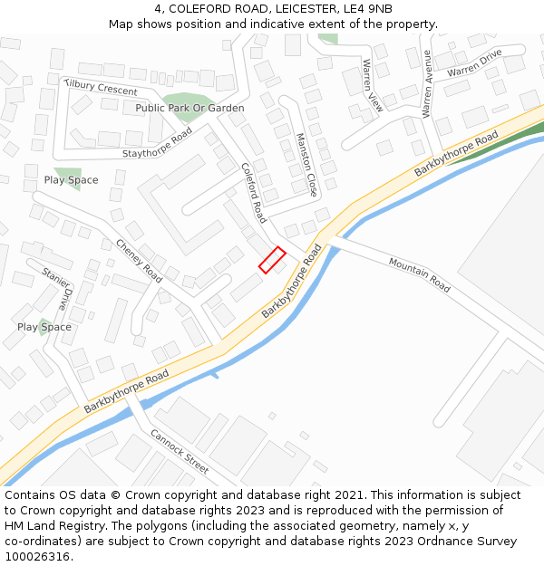 4, COLEFORD ROAD, LEICESTER, LE4 9NB: Location map and indicative extent of plot