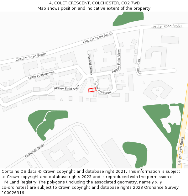 4, COLET CRESCENT, COLCHESTER, CO2 7WB: Location map and indicative extent of plot