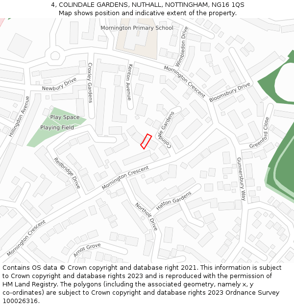 4, COLINDALE GARDENS, NUTHALL, NOTTINGHAM, NG16 1QS: Location map and indicative extent of plot