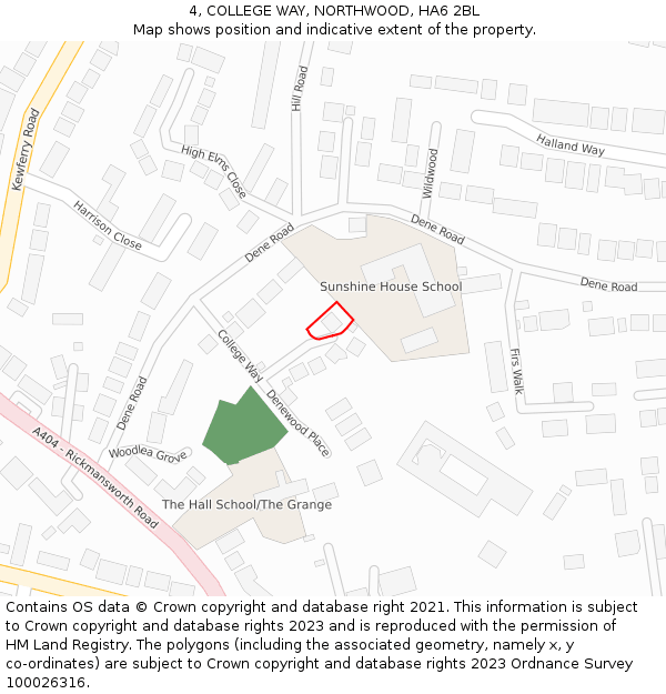 4, COLLEGE WAY, NORTHWOOD, HA6 2BL: Location map and indicative extent of plot