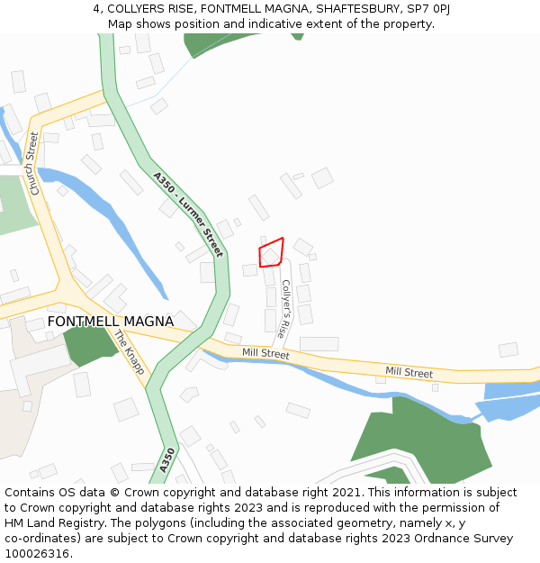 4, COLLYERS RISE, FONTMELL MAGNA, SHAFTESBURY, SP7 0PJ: Location map and indicative extent of plot