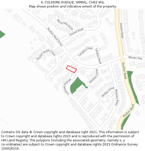 4, COLMORE AVENUE, WIRRAL, CH63 9NL: Location map and indicative extent of plot