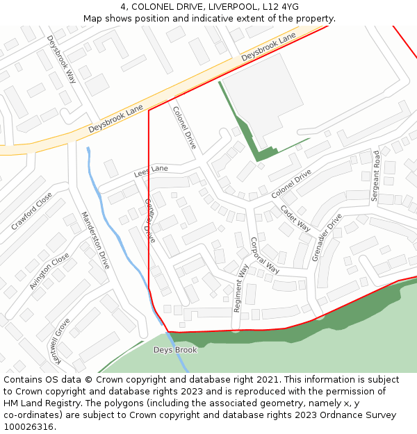 4, COLONEL DRIVE, LIVERPOOL, L12 4YG: Location map and indicative extent of plot