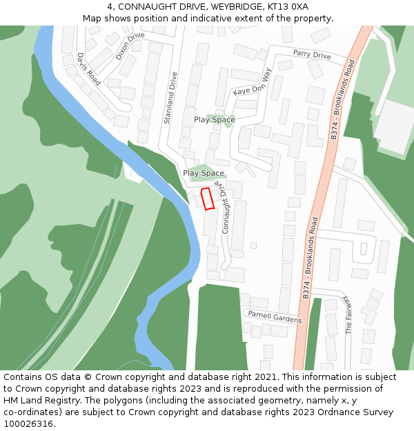 4, CONNAUGHT DRIVE, WEYBRIDGE, KT13 0XA: Location map and indicative extent of plot