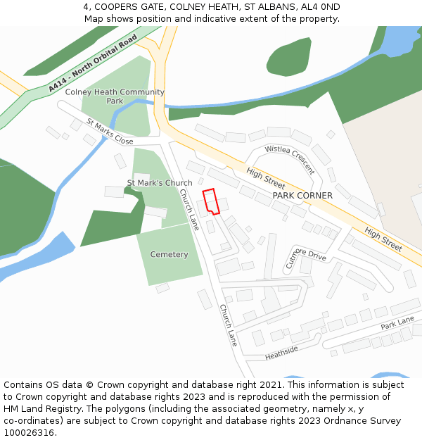 4, COOPERS GATE, COLNEY HEATH, ST ALBANS, AL4 0ND: Location map and indicative extent of plot