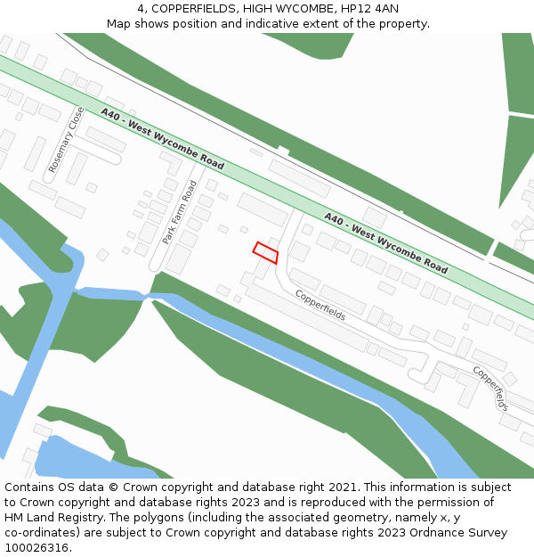 4, COPPERFIELDS, HIGH WYCOMBE, HP12 4AN: Location map and indicative extent of plot