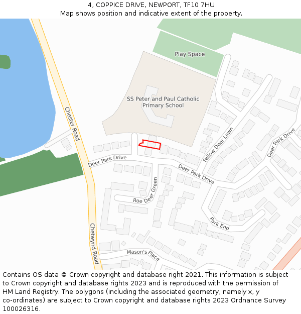 4, COPPICE DRIVE, NEWPORT, TF10 7HU: Location map and indicative extent of plot