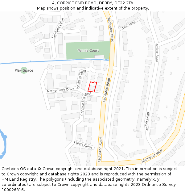 4, COPPICE END ROAD, DERBY, DE22 2TA: Location map and indicative extent of plot