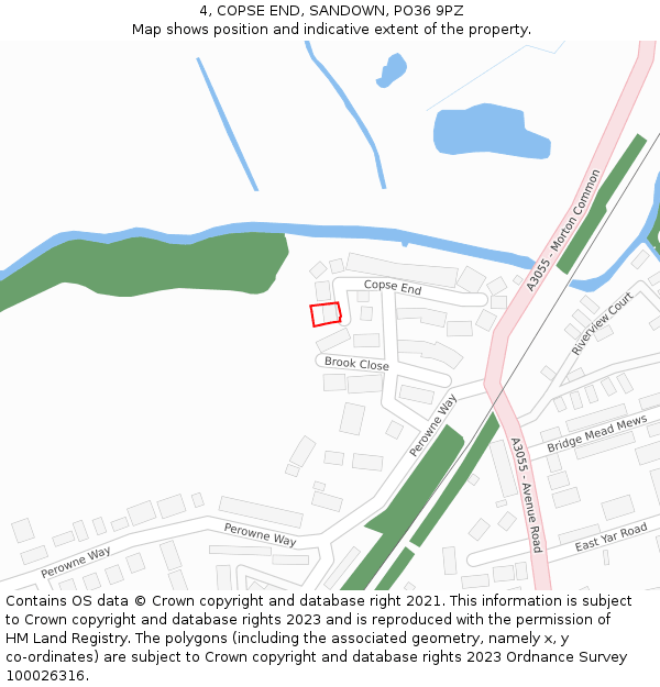 4, COPSE END, SANDOWN, PO36 9PZ: Location map and indicative extent of plot