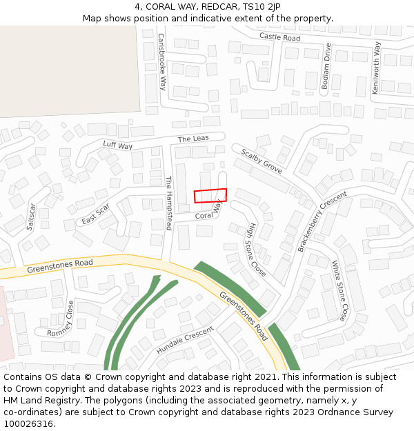 4, CORAL WAY, REDCAR, TS10 2JP: Location map and indicative extent of plot