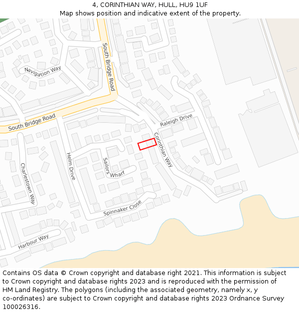 4, CORINTHIAN WAY, HULL, HU9 1UF: Location map and indicative extent of plot