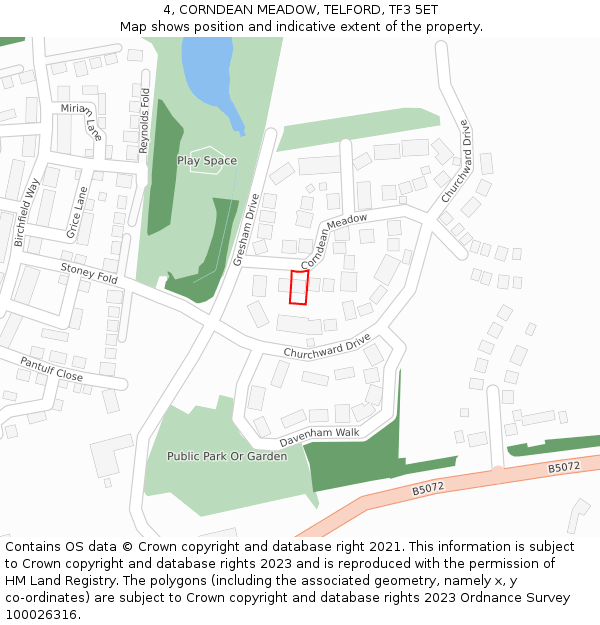 4, CORNDEAN MEADOW, TELFORD, TF3 5ET: Location map and indicative extent of plot