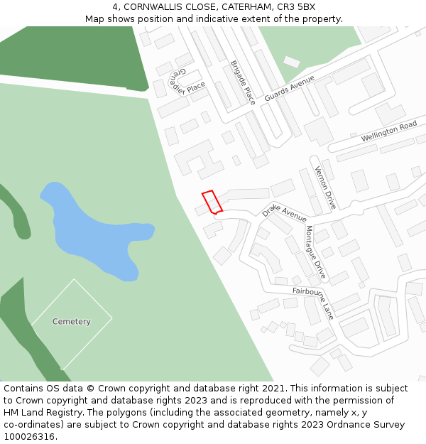 4, CORNWALLIS CLOSE, CATERHAM, CR3 5BX: Location map and indicative extent of plot