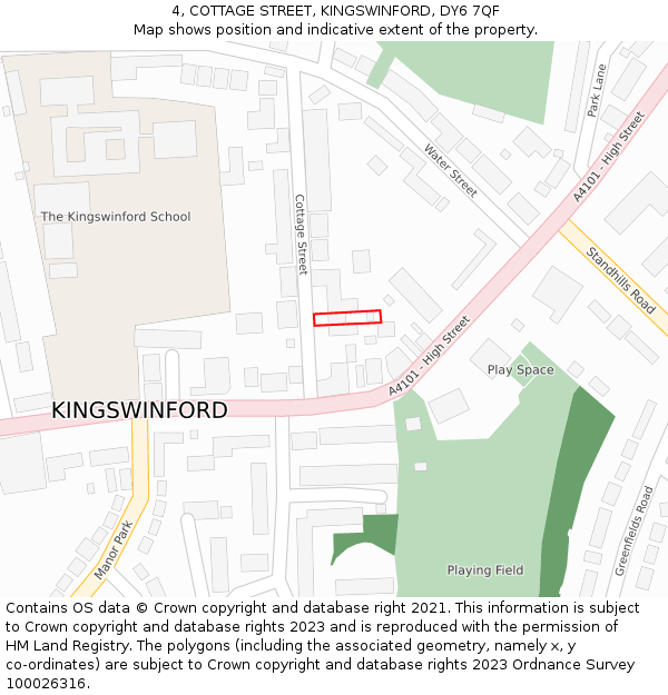 4, COTTAGE STREET, KINGSWINFORD, DY6 7QF: Location map and indicative extent of plot