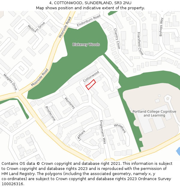 4, COTTONWOOD, SUNDERLAND, SR3 2NU: Location map and indicative extent of plot