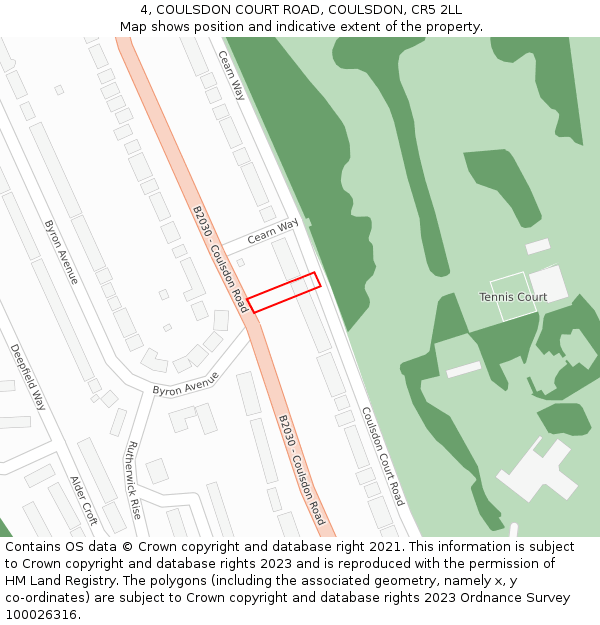 4, COULSDON COURT ROAD, COULSDON, CR5 2LL: Location map and indicative extent of plot