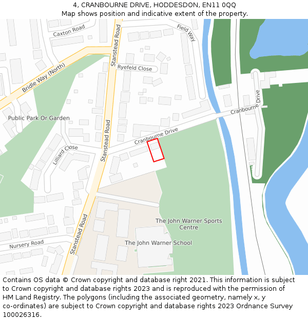 4, CRANBOURNE DRIVE, HODDESDON, EN11 0QQ: Location map and indicative extent of plot
