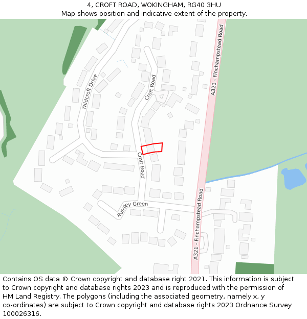 4, CROFT ROAD, WOKINGHAM, RG40 3HU: Location map and indicative extent of plot