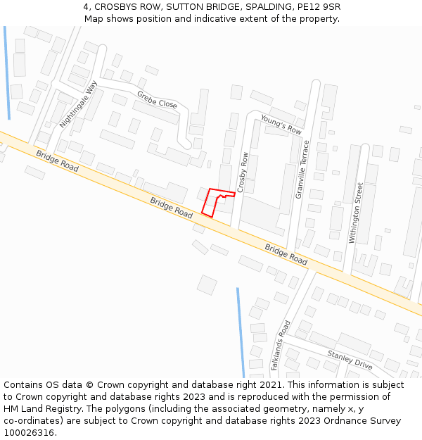 4, CROSBYS ROW, SUTTON BRIDGE, SPALDING, PE12 9SR: Location map and indicative extent of plot