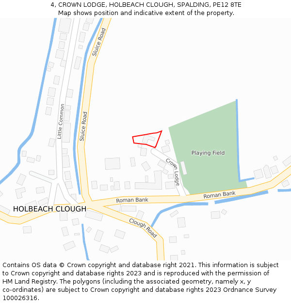 4, CROWN LODGE, HOLBEACH CLOUGH, SPALDING, PE12 8TE: Location map and indicative extent of plot