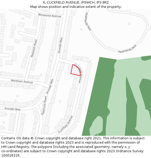 4, CUCKFIELD AVENUE, IPSWICH, IP3 8RZ: Location map and indicative extent of plot