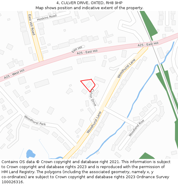 4, CULVER DRIVE, OXTED, RH8 9HP: Location map and indicative extent of plot