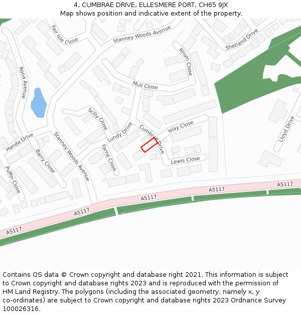 4, CUMBRAE DRIVE, ELLESMERE PORT, CH65 9JX: Location map and indicative extent of plot