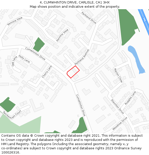 4, CUMWHINTON DRIVE, CARLISLE, CA1 3HX: Location map and indicative extent of plot