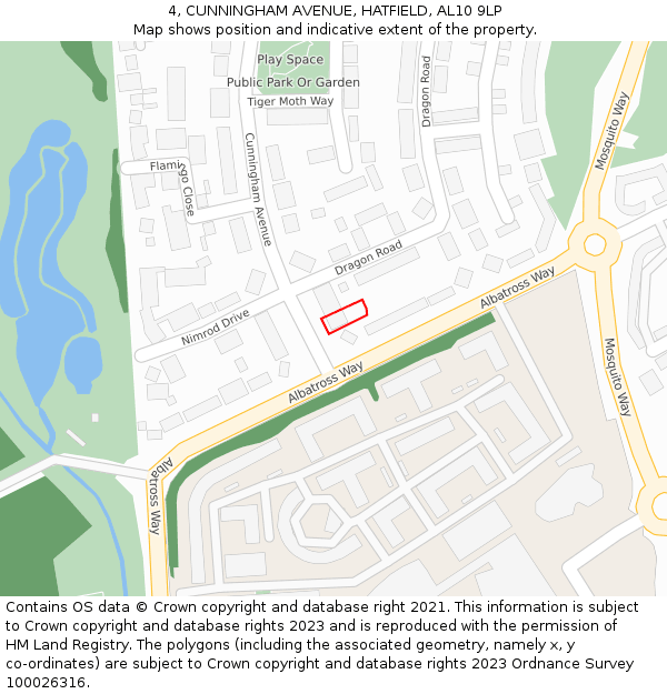 4, CUNNINGHAM AVENUE, HATFIELD, AL10 9LP: Location map and indicative extent of plot