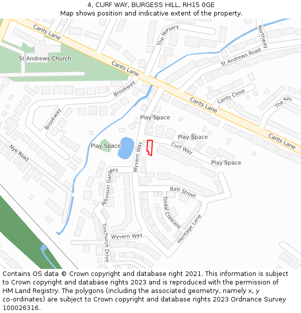 4, CURF WAY, BURGESS HILL, RH15 0GE: Location map and indicative extent of plot