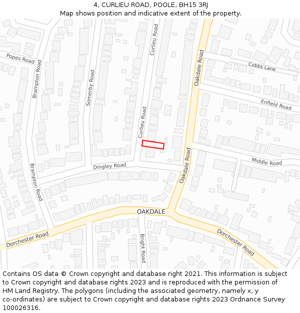 4, CURLIEU ROAD, POOLE, BH15 3RJ: Location map and indicative extent of plot