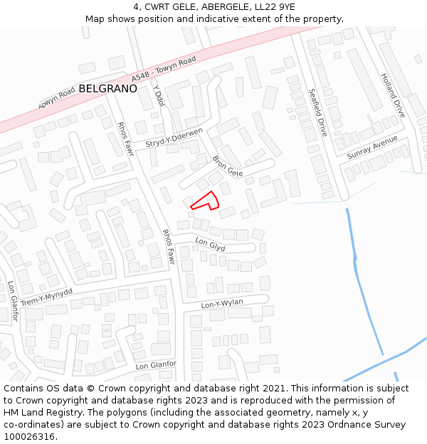 4, CWRT GELE, ABERGELE, LL22 9YE: Location map and indicative extent of plot