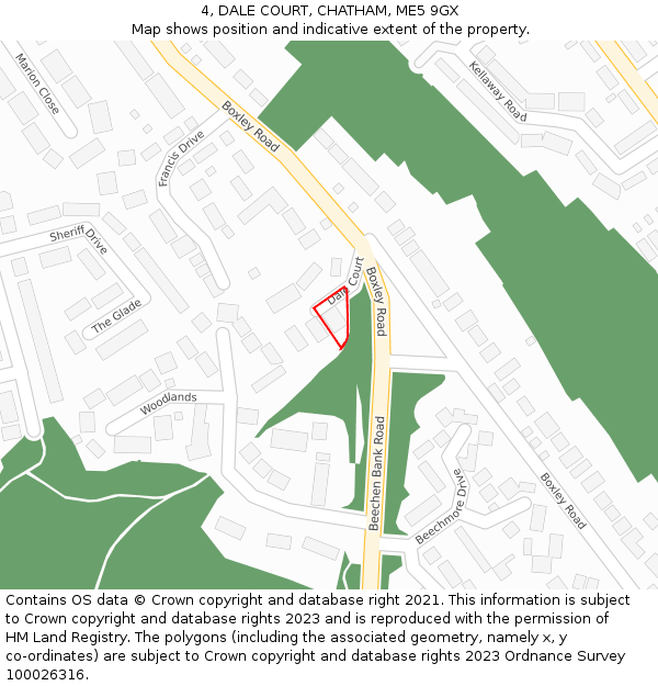 4, DALE COURT, CHATHAM, ME5 9GX: Location map and indicative extent of plot