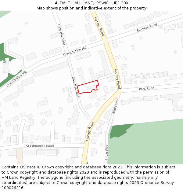 4, DALE HALL LANE, IPSWICH, IP1 3RX: Location map and indicative extent of plot