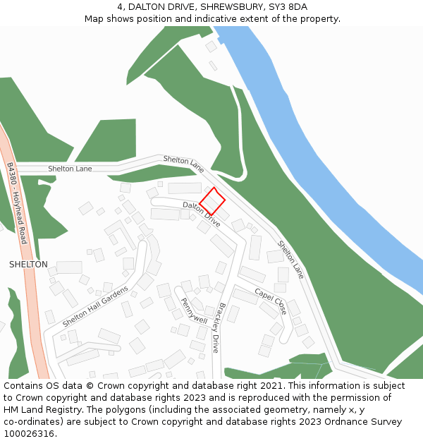 4, DALTON DRIVE, SHREWSBURY, SY3 8DA: Location map and indicative extent of plot