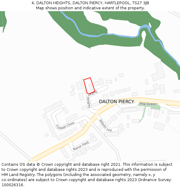 4, DALTON HEIGHTS, DALTON PIERCY, HARTLEPOOL, TS27 3JB: Location map and indicative extent of plot