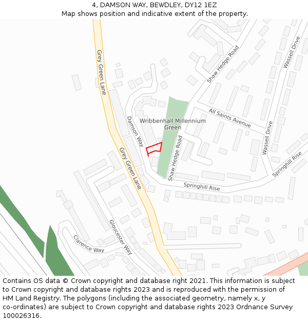 4, DAMSON WAY, BEWDLEY, DY12 1EZ: Location map and indicative extent of plot