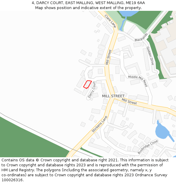 4, DARCY COURT, EAST MALLING, WEST MALLING, ME19 6AA: Location map and indicative extent of plot