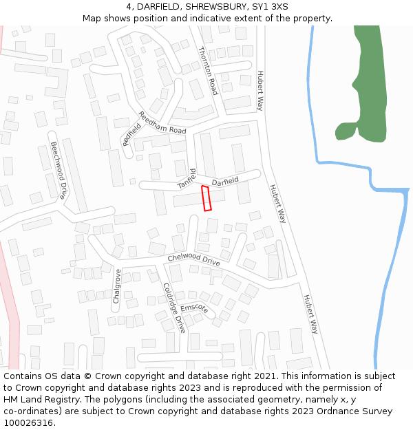 4, DARFIELD, SHREWSBURY, SY1 3XS: Location map and indicative extent of plot