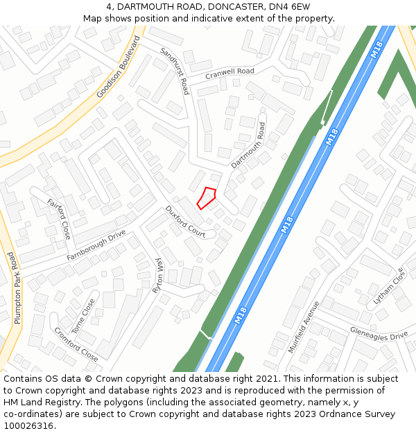 4, DARTMOUTH ROAD, DONCASTER, DN4 6EW: Location map and indicative extent of plot