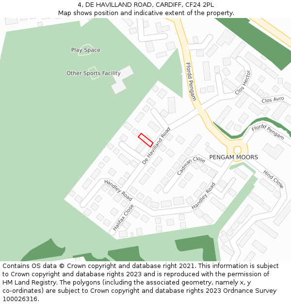 4, DE HAVILLAND ROAD, CARDIFF, CF24 2PL: Location map and indicative extent of plot