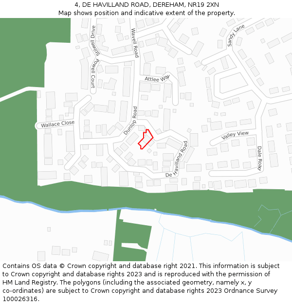 4, DE HAVILLAND ROAD, DEREHAM, NR19 2XN: Location map and indicative extent of plot