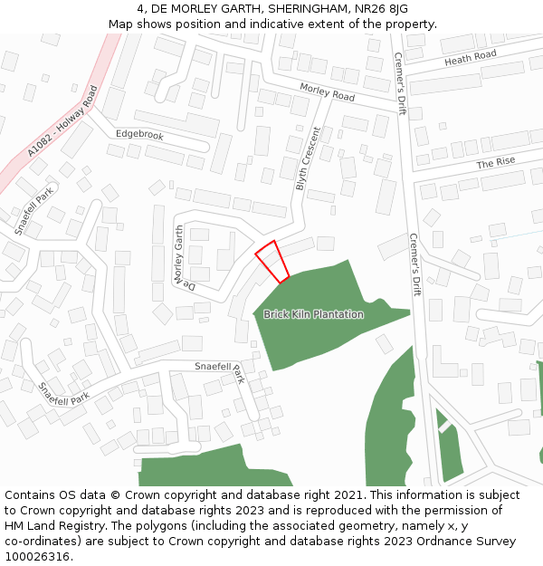 4, DE MORLEY GARTH, SHERINGHAM, NR26 8JG: Location map and indicative extent of plot